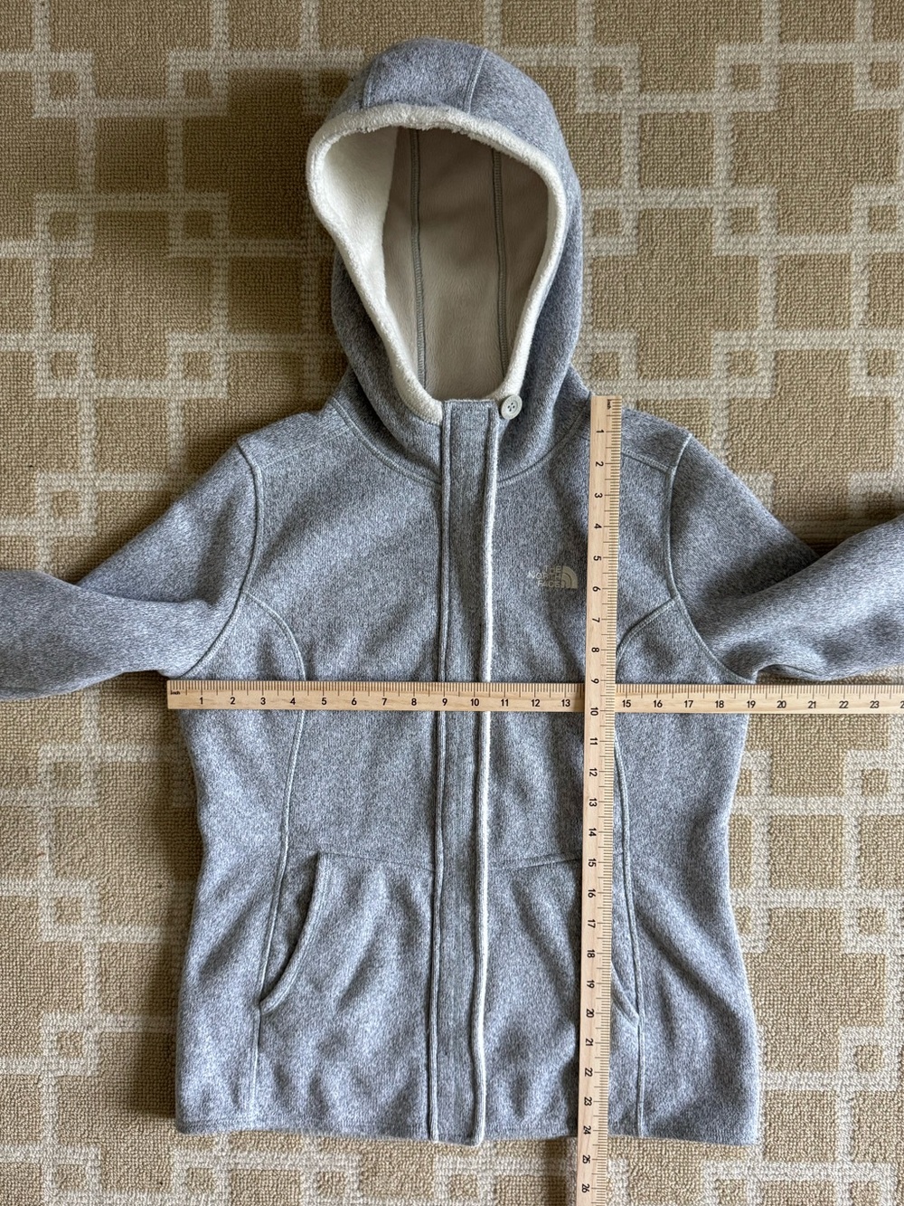 The North Face Sherpa Lined Hooded Fleece Jacket Outdoor Heather Gray Medium - Picture 12 of 17